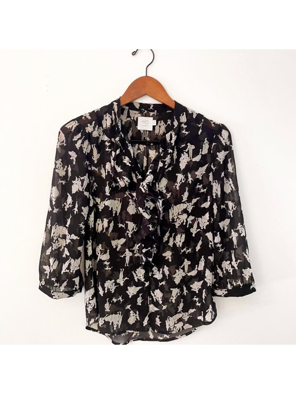 Anthropologie HD in Paris Cameo Sheer Blouse, Size 4